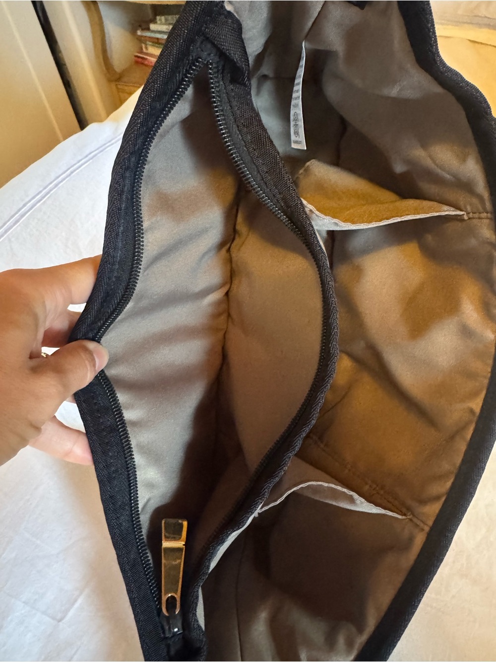 HAPP Brand Quilted Black Stroller Organizer with Gold Medallion - Picture 3 of 6